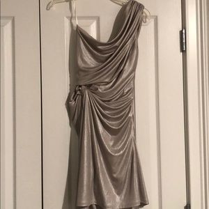 Ark & Co Gatsby shimmer taupe one shoulder dress